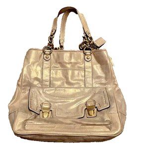 Coach 17924 Poppy Pushlock Leather North South Tote shoulder bag purse Handbag